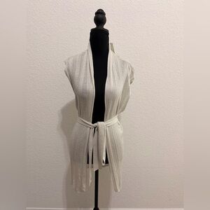 ZARA Limited Edition Silver Lurex Ribbed Vest Top | Front Tie | Y2K Revival